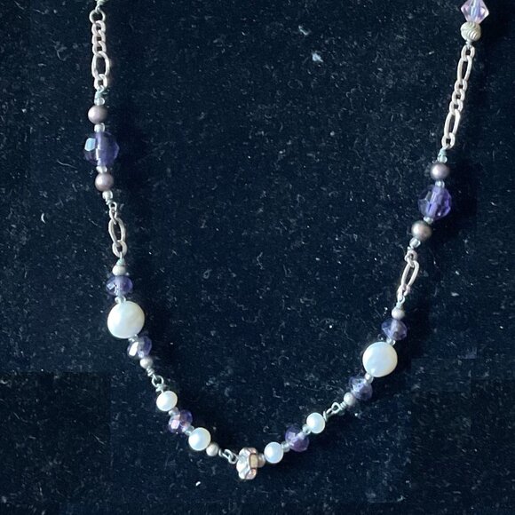 18"  genuine 3mm black Tahitian pearl Sterling silver necklace - Picture 2 of 4